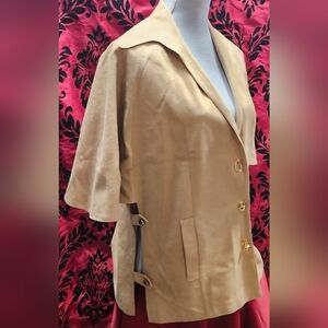 Vintage Marjone Tan Faux Suede Cape Jacket